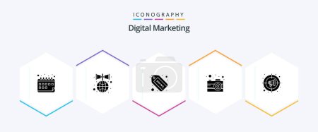 Illustration for Digital Marketing 25 Glyph icon pack including digital marketing. trade. brand. marketing. business - Royalty Free Image