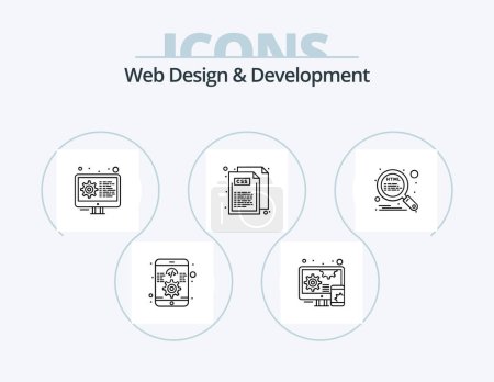 Ilustración de Diseño Web y Línea de Desarrollo Icon Pack 5 Icon Design. codificación. ajustes. diseño. caja de herramientas. kit - Imagen libre de derechos