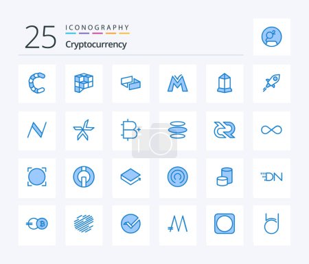 Téléchargez les illustrations : Cryptocurrency 25 Blue Color icon pack including coin. crypto currency. ubiq. crypto. monetary unit - en licence libre de droit