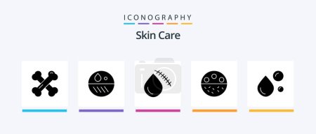 Illustration for Skin Glyph 5 Icon Pack Including strength. mineral. bleeding. calcium. wound. Creative Icons Design - Royalty Free Image