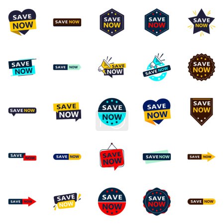 Illustration for Act Now 25 Eye catching Typographic Banners for saving - Royalty Free Image