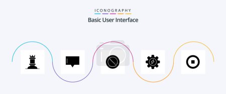 Téléchargez les illustrations : Basic Glyph 5 Icon Pack Including . user. interface. process - en licence libre de droit