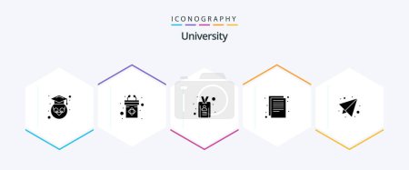Illustration for University 25 Glyph icon pack including paper. paper. card. notes. documents - Royalty Free Image