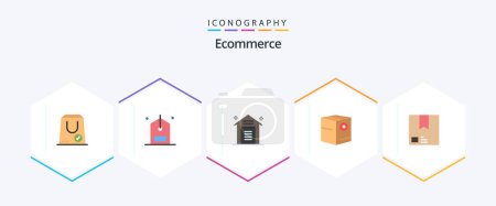 Illustration for Ecommerce 25 Flat icon pack including commerce. add. discount. warehouse. storage - Royalty Free Image
