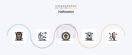 Illustration for Halloween Line Filled Flat 5 Icon Pack Including scary. halloween. sky. ghost. horror - Royalty Free Image