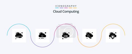 Illustration for Cloud Computing Glyph 5 Icon Pack Including location. telephone. cloud. phone. call - Royalty Free Image