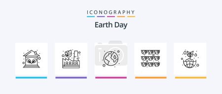 Illustration for Earth Day Line 5 Icon Pack Including energy. nature. global. ecology. real. Creative Icons Design - Royalty Free Image