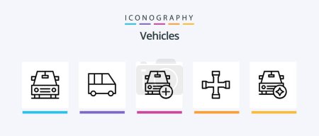 Téléchargez les illustrations : Vehicles Line 5 Icon Pack Including . vehicles. passenger van. van. rural. Creative Icons Design - en licence libre de droit