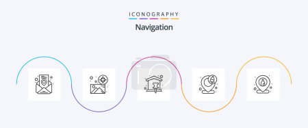 Ilustración de Navigation Line 5 Icon Pack Incluyendo pin. ubicación. ubicación. notificación. pin de mapa - Imagen libre de derechos