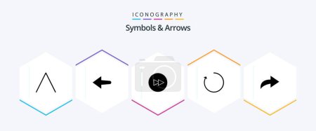 Illustration for Symbols and Arrows 25 Glyph icon pack including . arrow. redo - Royalty Free Image