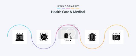 Ilustración de Health Care And Medical Glyph 5 Icon Pack Including emergency. clip board. blood. report. document - Imagen libre de derechos