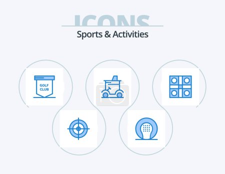 Illustration for Sports and Activities Blue Icon Pack 5 Icon Design. sports. golf car. game. golf. sports - Royalty Free Image