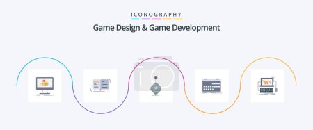 Ilustración de Game Design And Game Development Flat 5 Icon Pack Including event. calendar. story. stick. gaming - Imagen libre de derechos