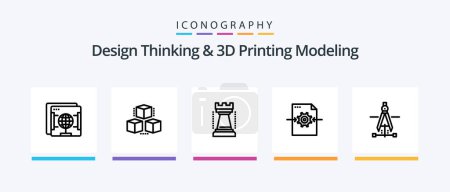 Ilustración de Design Thinking And D Printing Modeling Line 5 Icon Pack Including static. arrow. research. setting. file. Creative Icons Design - Imagen libre de derechos