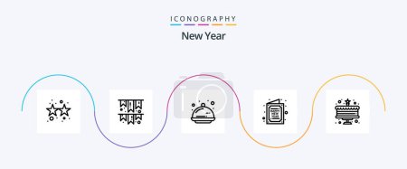 Téléchargez les illustrations : New Year Line 5 Icon Pack Including wish. happy. cover. greetings. celebration - en licence libre de droit
