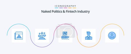 Illustration for Naked Politics And Fintech Industry Blue 5 Icon Pack Including leader. ceo. baluance. boss. kingdom - Royalty Free Image