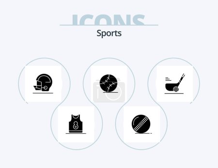 Téléchargez les illustrations : Sport Glyph Icon Pack 5 Icône Design. le golf. le sport. le sport. baseball. sport - en licence libre de droit