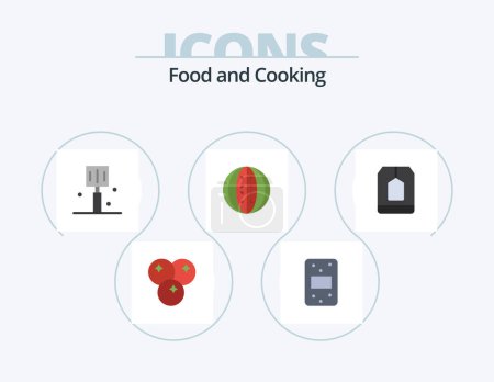 Téléchargez les illustrations : Food Flat Icon Pack 5 Icon Design. ceylon. watermelon. fast food. melon. food - en licence libre de droit
