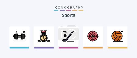 Téléchargez les illustrations : Sports Line Filled 5 Icon Pack Including award. game. strategy. soccer. coach. Creative Icons Design - en licence libre de droit