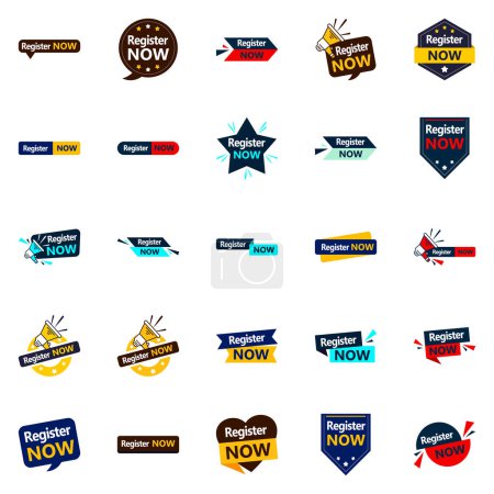 Téléchargez les illustrations : 25 Versatile Typographic Banners for promoting registration across media - en licence libre de droit