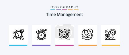 Illustration for Time Management Line 5 Icon Pack Including clock. schedule. display. events. time. Creative Icons Design - Royalty Free Image
