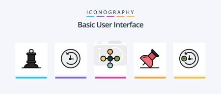 Ilustración de Paquete de 5 iconos con relleno de línea básica incluido. topología. apoyo. red. compartir. Diseño de iconos creativos - Imagen libre de derechos