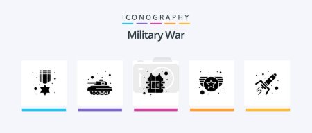 Téléchargez les illustrations : Military War Glyph 5 Icon Pack Including bomb. army medal. army. military. army. Creative Icons Design - en licence libre de droit