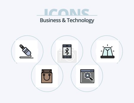 Ilustración de Línea de negocio y tecnología Llenado Icon Pack 5 Icon Design. Carro. pantalla. navegador. lcd. analítica - Imagen libre de derechos