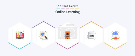Illustration for Online Learning 25 Flat icon pack including learning. online. education. education. book - Royalty Free Image
