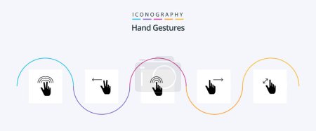 Téléchargez les illustrations : Hand Gestures Glyph 5 Icon Pack Including expand. slide. gestures. right. finger - en licence libre de droit