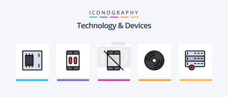 Illustration for Devices Line Filled 5 Icon Pack Including products. electronics. systems. devices. products. Creative Icons Design - Royalty Free Image