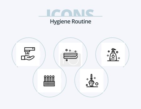 Ilustración de Hygiene Routine Line Icon Pack 5 Icon Design. .. limpieza. spray. Reloj. camisa - Imagen libre de derechos