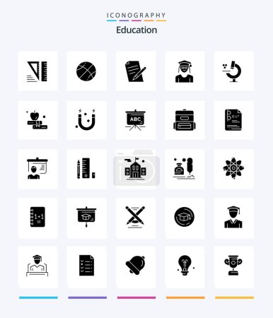 Téléchargez les illustrations : Creative Education 25 Glyph Solid Black icon pack  Such As science. education. education. woman. education - en licence libre de droit