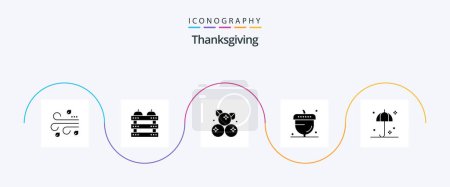 Illustration for Thanksgiving Glyph 5 Icon Pack Including season. flora. holiday. autumn. thanksgiving - Royalty Free Image