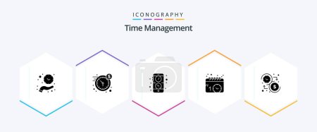 Ilustración de Gestión del tiempo 25 Paquete de iconos de glifos incluyendo presupuesto. horario. Tiempo. eventos. reloj - Imagen libre de derechos