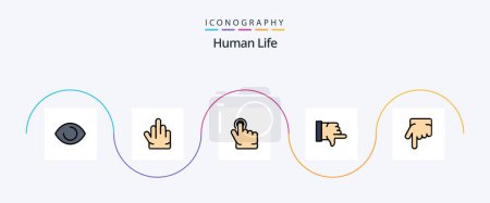 Téléchargez les illustrations : Pack de 5 icônes rempli de ligne humaine, y compris. main. doigt. index. vote - en licence libre de droit