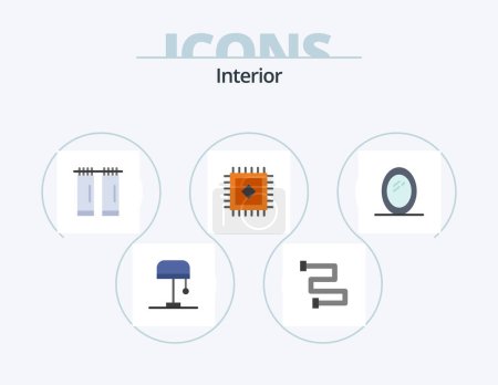 Ilustración de Interior Flat Icon Pack 5 Icon Design. .. interior. .. interior - Imagen libre de derechos