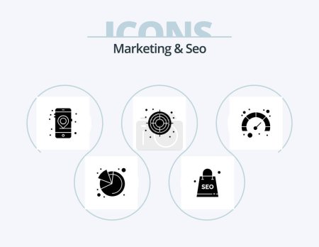 Illustration for Marketing And Seo Glyph Icon Pack 5 Icon Design. . seo. location. page. success - Royalty Free Image
