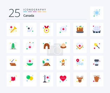 Téléchargez les illustrations : Canada 25 Flat Color icon pack including sweet. cake. badge. flag. canada - en licence libre de droit