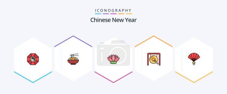 Illustration for Chinese New Year 25 FilledLine icon pack including newyear. new. newyear. chinese. chinese - Royalty Free Image