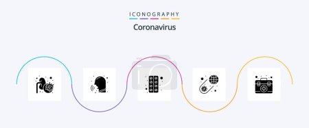 Ilustración de Coronavirus Glyph 5 Icon Pack Incluyendo primeros auxilios. covid. fiebre. coronavirus. a nivel mundial - Imagen libre de derechos
