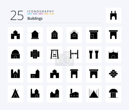 Illustration for Buildings 25 Solid Glyph icon pack including city building. apartments. shop. real estate. islamic building - Royalty Free Image