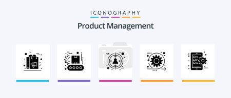 Téléchargez les illustrations : Product Management Glyph 5 Icon Pack Including time. scrum. product. development. target. Creative Icons Design - en licence libre de droit