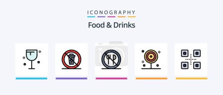 Illustration for Food and Drinks Line Filled 5 Icon Pack Including meal. drinks. and. cooking. fruit juice. Creative Icons Design - Royalty Free Image