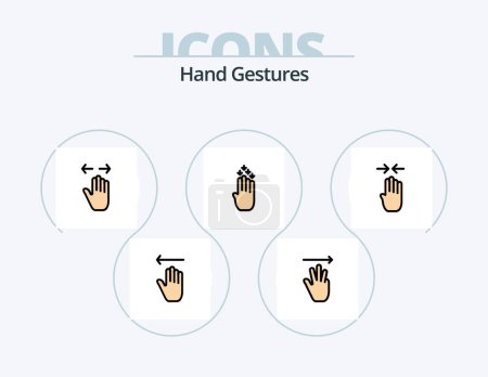 Illustration for Hand Gestures Line Filled Icon Pack 5 Icon Design. hand. up. gestures. hand cursor. touch - Royalty Free Image