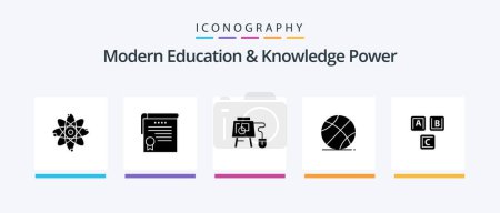 Ilustración de Modern Education And Knowledge Power Glyph 5 Icon Pack Incluyendo bloques. educación. ratón. juego. Pelota. Diseño de iconos creativos - Imagen libre de derechos