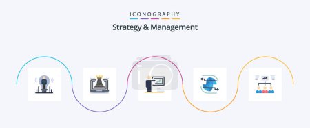 Téléchargez les illustrations : Strategy And Management Flat 5 Icon Pack Including internet. connect. laptop. man. strategy - en licence libre de droit