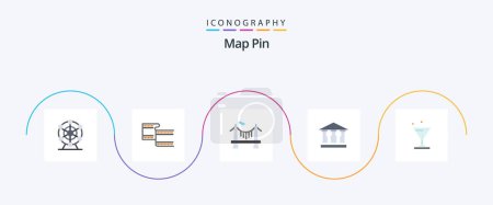 Illustration for Map Pin Flat 5 Icon Pack Including . water. river. drink. mony - Royalty Free Image