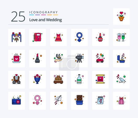 Illustration for Wedding 25 Line Filled icon pack including nail. male sign. bride. male gender. gender - Royalty Free Image