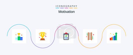 Illustration for Motivation Flat 5 Icon Pack Including success. up. success. stair. paste - Royalty Free Image
